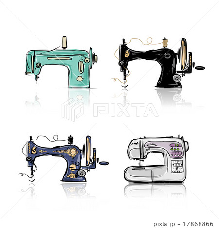 Collection of retro sewing machine, sketch for Collection of retro sewing machine, sketch for 17868866