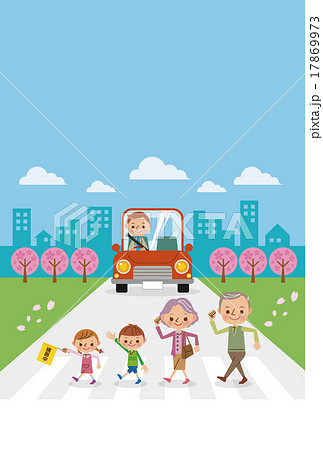 春の交通安全イメージのイラスト素材