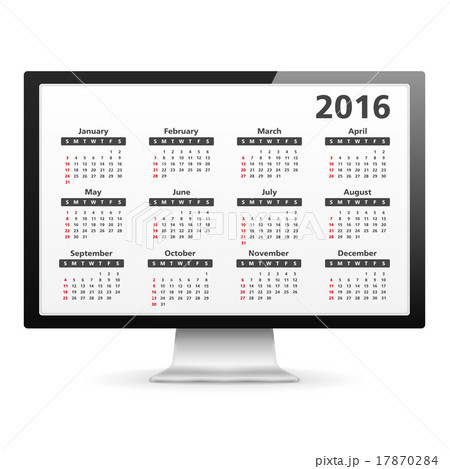 Computer with 2016 Calendar 17870284