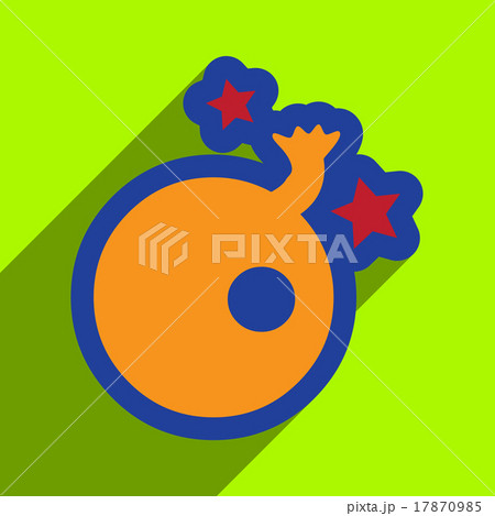 Flat with shadow Icon Bomb and stars on colored 17870985