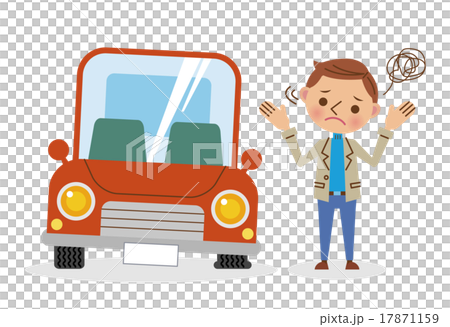 パンクした車と困っている男性 17871159