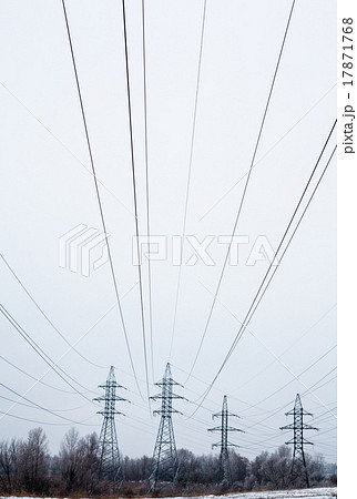 Electricity pylons and power lines in the winter  17871768
