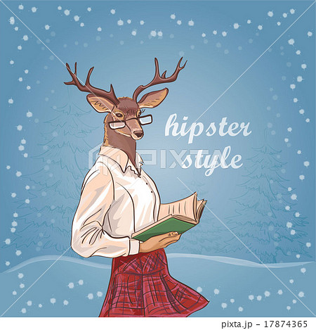 Hand Drawn Vector Illustration of Deer Hipster 17874365