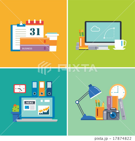 set of flat design workspace.designer,business set of flat design workspace.designer,business 17874822