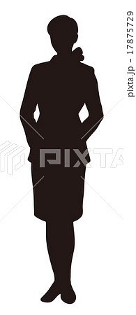 客室乗務員 スチュワーデス キャビンアテンダント シルエット 立っている女性のイラスト素材