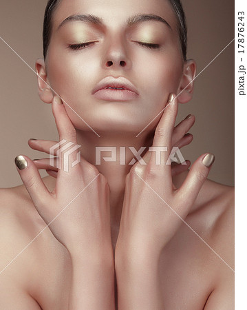 Portrait of Young Cute Woman with Bronzed Skin 17876243