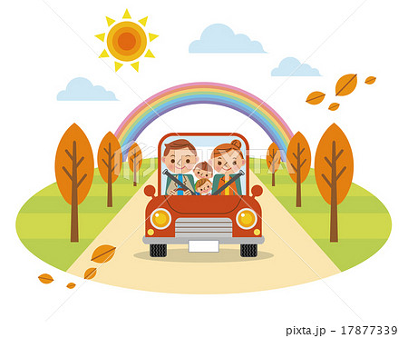 ドライブを楽しむ家族 秋 のイラスト素材
