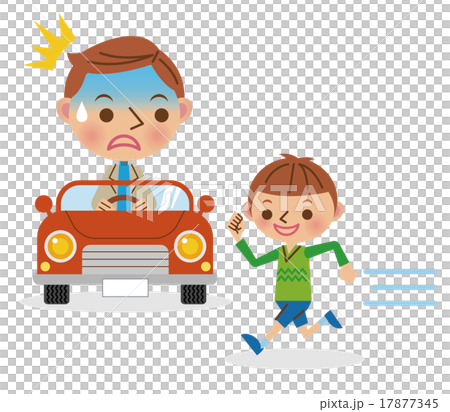 飛び出してくる子供に驚くドライバー 17877345