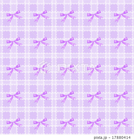 可愛い系リボンとレース柄 繋がるシームレスパターン 紫 ロリィタ 姫系 背景素材のイラスト素材