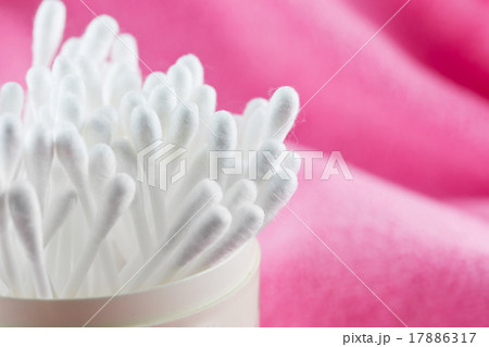 Cotton Buds isolated on pink background 17886317
