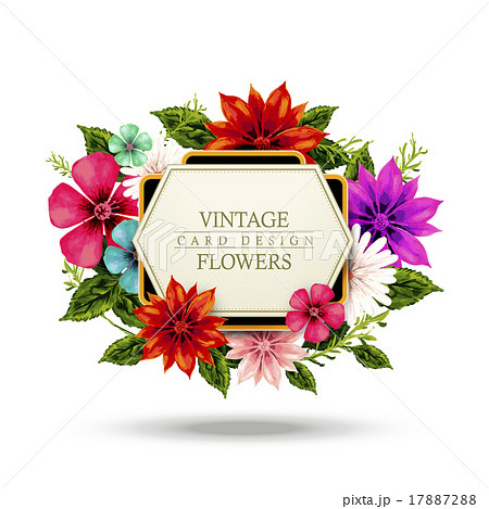 花 フローラル 花柄フレームのイラスト素材 1772