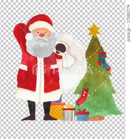 Santa, a tree and a present Santa, a tree and a present 17888774