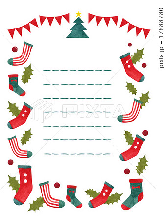 便せん クリスマス 靴下 罫線 のイラスト素材