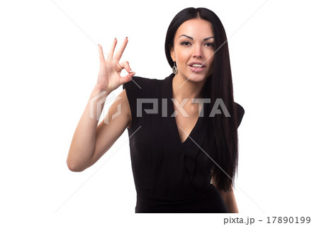 Young healthy girl show ok gesture isolated Young healthy girl show ok gesture isolated 17890199