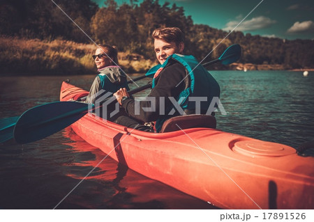 Happy couple on a kayaks Happy couple on a kayaks 17891526
