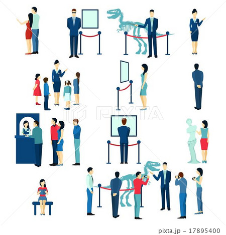 Museum visitors flat icons set Museum visitors flat icons set 17895400