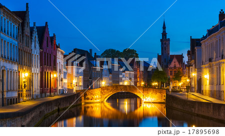 Bruges night cityscape, Belgium 17895698