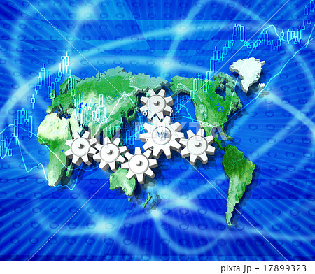 世界地図の太平洋にある歯車の連動 世界地図の太平洋にある歯車の連動 17899323