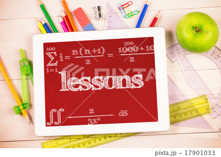 Lessons against students desk with tablet pc Lessons against students desk with tablet pc 17901033