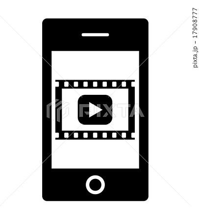 スマホ画面に映る動画マークのイラスト素材