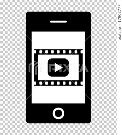 スマホ画面に映る動画マークのイラスト素材