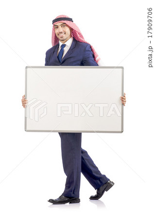 Arab man with blank board for message Arab man with blank board for message 17909706
