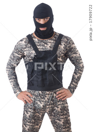 Soldier in camouflage isolated on white Soldier in camouflage isolated on white 17909722