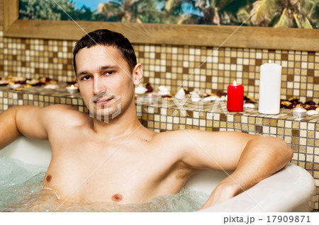 Young man in romantic jacuzzi  17909871