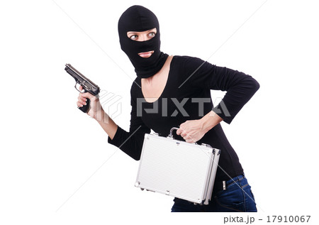 Criminal with gun isolated on white Criminal with gun isolated on white 17910067