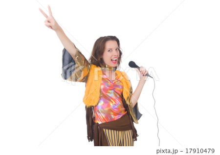 Woman in spanish clothing with mic Woman in spanish clothing with mic 17910479