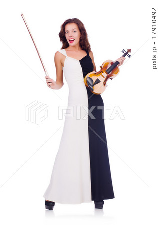 Young girl with violin on white Young girl with violin on white 17910492