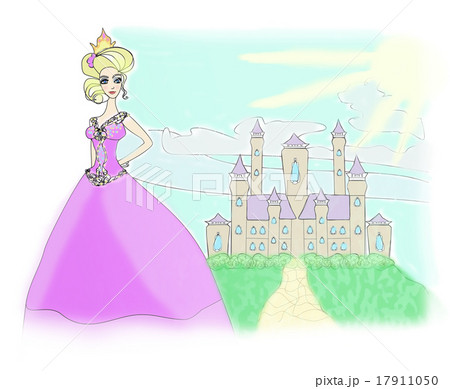 Beautiful princess in front of her castle 17911050