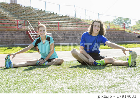 Happy teen doing training workout and sport 17914033