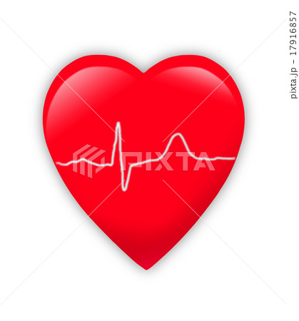 red heart with cardiogram isolated on white red heart with cardiogram isolated on white 17916857