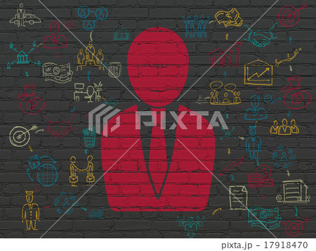 Business concept: Business Man on wall background 17918470
