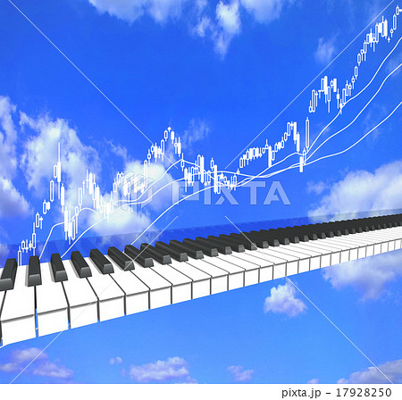 ピアノの鍵盤が演奏する株価のチャート 17928250
