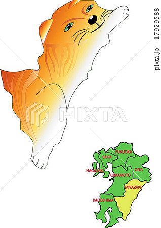 地図の動物 九州 宮崎 ライオンのイラスト素材 17929588 Pixta