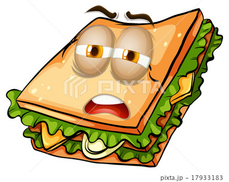 Sandwich with lazy face. 17933183