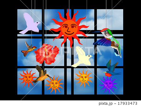 窓飾り・太陽と鳥たち 窓飾り・太陽と鳥たち 17933473