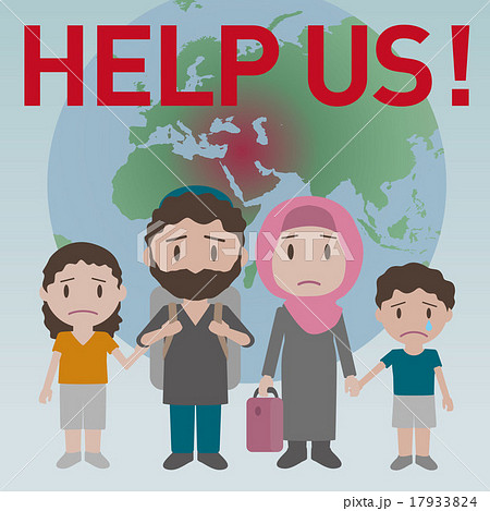 難民の家族 イメージイラストのイラスト素材