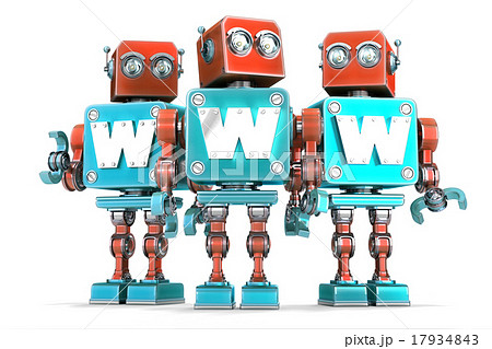Group of robots with WWW sign. Clipping path 17934843