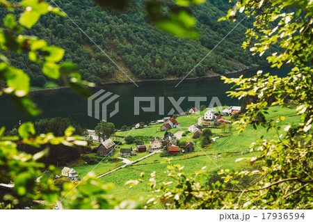 Scandinavian houses on shore of the narrowest 17936594