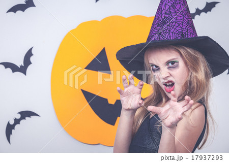 Happy  girl on Halloween party 17937293