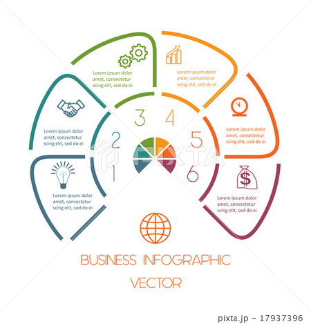 Lines Semicircle infographic six positions Lines Semicircle infographic six positions 17937396