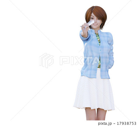 ハサミを持つ女性美容師　perming 3DCGイラスト素材 17938753