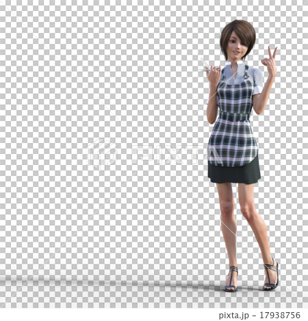 有塑造3DCG例證材料的剪刀的女性美髮師 17938756