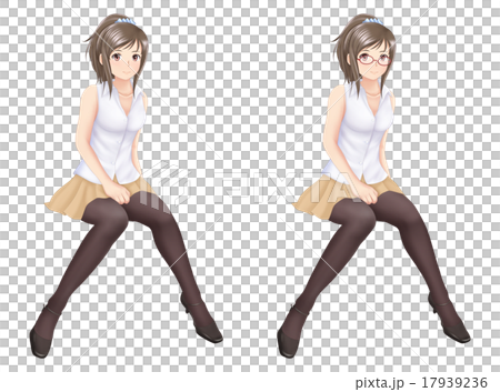 座っている女の子 17939236