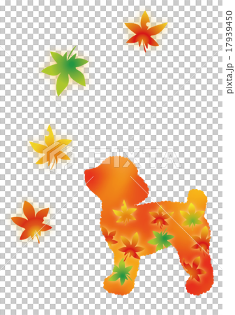 秋 紅葉と戯れる犬 03 ポメラニアンのイラスト素材 [17939450] - PIXTA