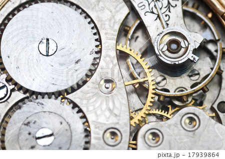 Macro photo close-up view of metal clockwork 17939864
