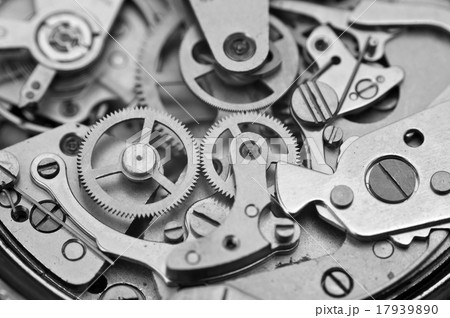 Black and white macro photo metal clockwork Black and white macro photo metal clockwork 17939890